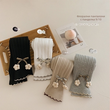 Детски клинове, пролетни и есенни чорапогащи за момичета с панделка, връхни дрехи, големи pp бебешки чорапи, тънки панталони на едро