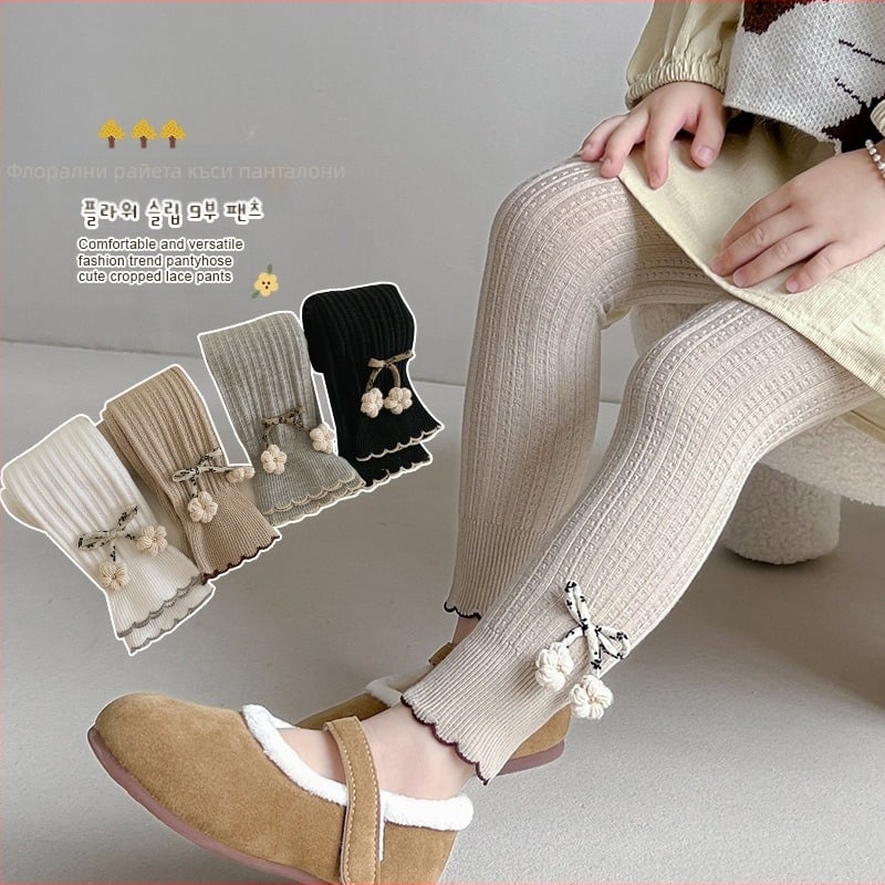 Детски клинове, пролетни и есенни чорапогащи за момичета с панделка, връхни дрехи, големи pp бебешки чорапи, тънки панталони на едро