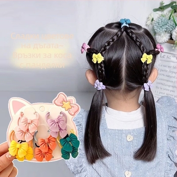 Въже за коса за момичета с меко лепило, сладко и сладко цвете, цвете не боли, бебешко въже за коса с панделка