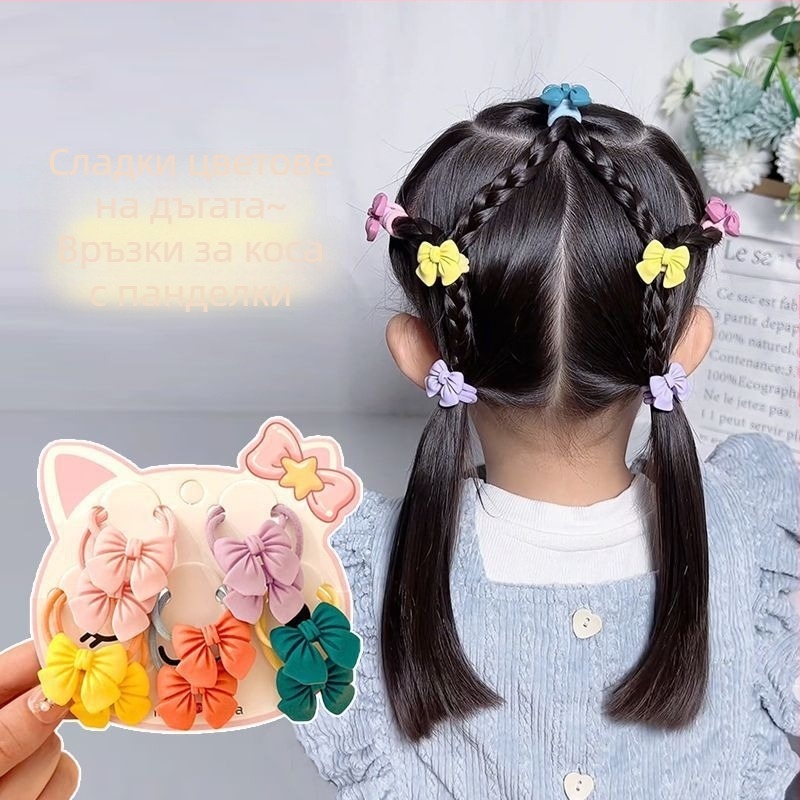 Въже за коса за момичета с меко лепило, сладко и сладко цвете, цвете не боли, бебешко въже за коса с панделка