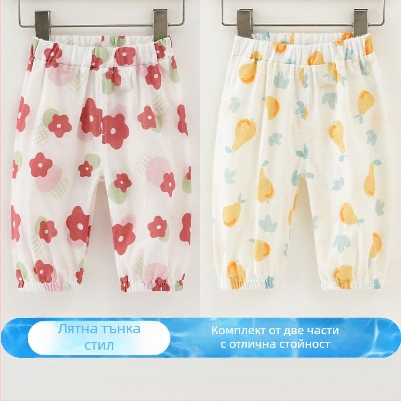 Детски панталони против комари, клас А, от чист памук, летни гащички за момчета и момичета, широки, тънки, универсални, модерни