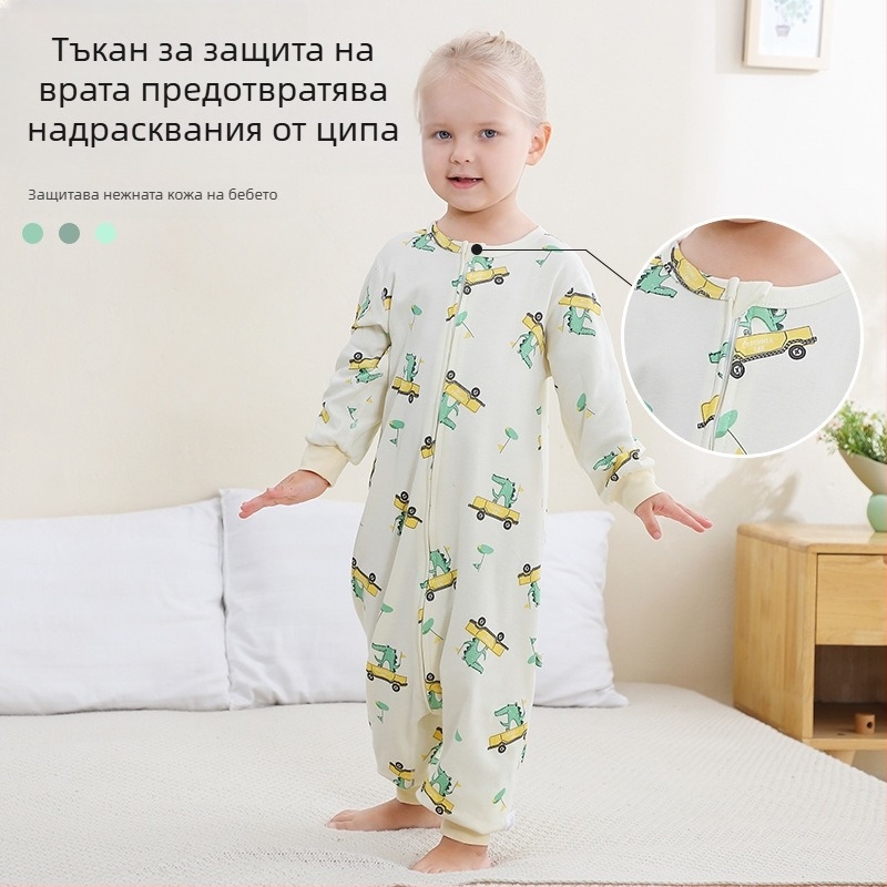 Детска пижама Michley от чист памук, категория спален чувал „А“, еднокомпонентен костюм с анимационни герои, дишащ и удобен през лятото
