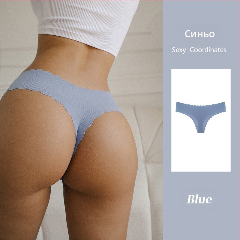 Дамски прашки Tume с голям размер, ниска талия, прасковено дупе, европейски размер, английски знак, оребрени, ледено копринени, безшевни, вълнообразни, секси