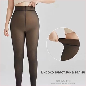 2025 Популярни черни прозрачни клинове с полар, подплатени с една дума и кръст, за жени с голи крака, с удебеляващ, отслабващ вид и чорапогащник Artifact