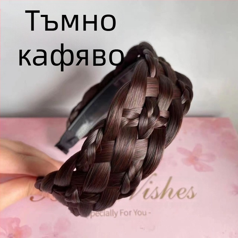 Нова разширена лента за глава за перука, удебелена лента за глава с шест нишки, усукана плитка, дамска лента за глава с една част, аксесоари за коса с плитка тип „рибена кост“