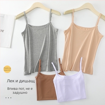 Дамска потник, основно връхно облекло, без ръкави, универсално секси модално черно-бяло потник, вътрешно облекло за студентки