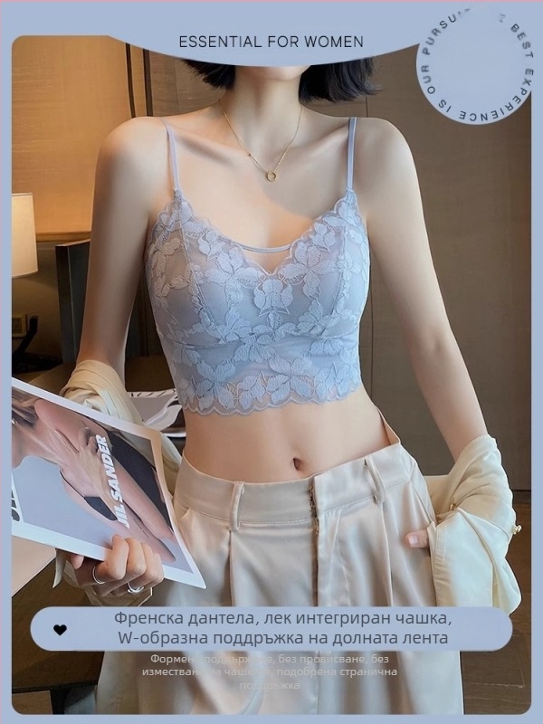 Дамски летен, секси дантелен сутиен с U-образна форма, ултратънък, с фиксирана чашка и заешки уши, събран в секси форма