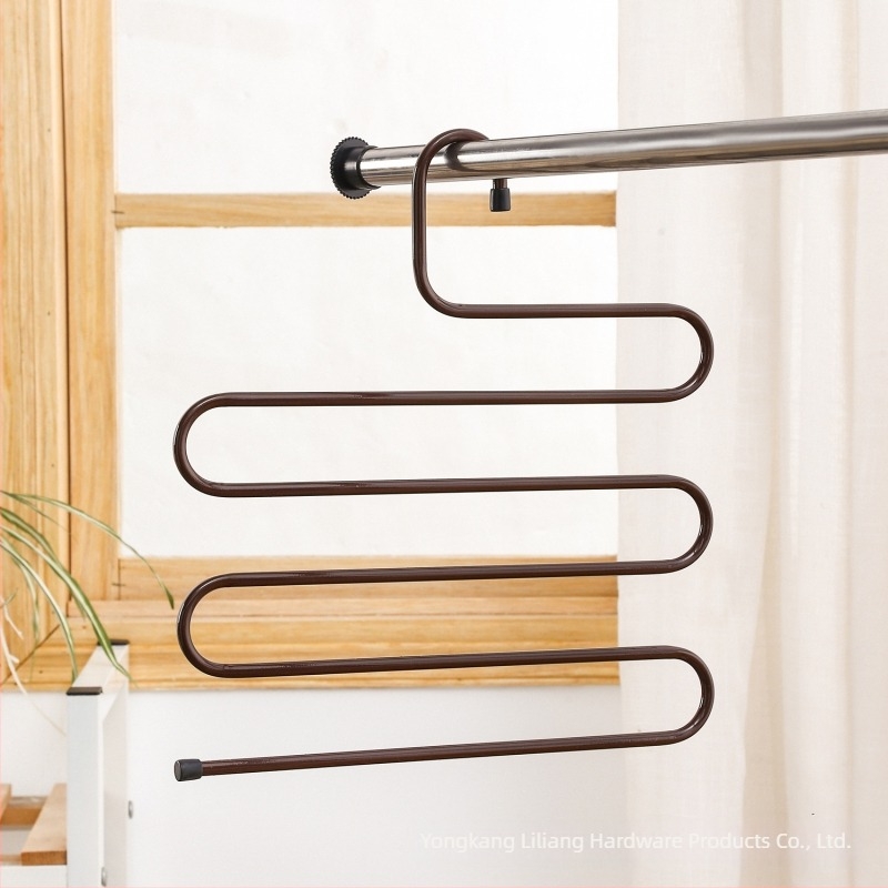 Неплъзгаща се многослойна закачалка за панталони от неръждаема стомана S-образна закачалка за панталони за съхранение на шалове и довършителни работи за дрехи за домакинството