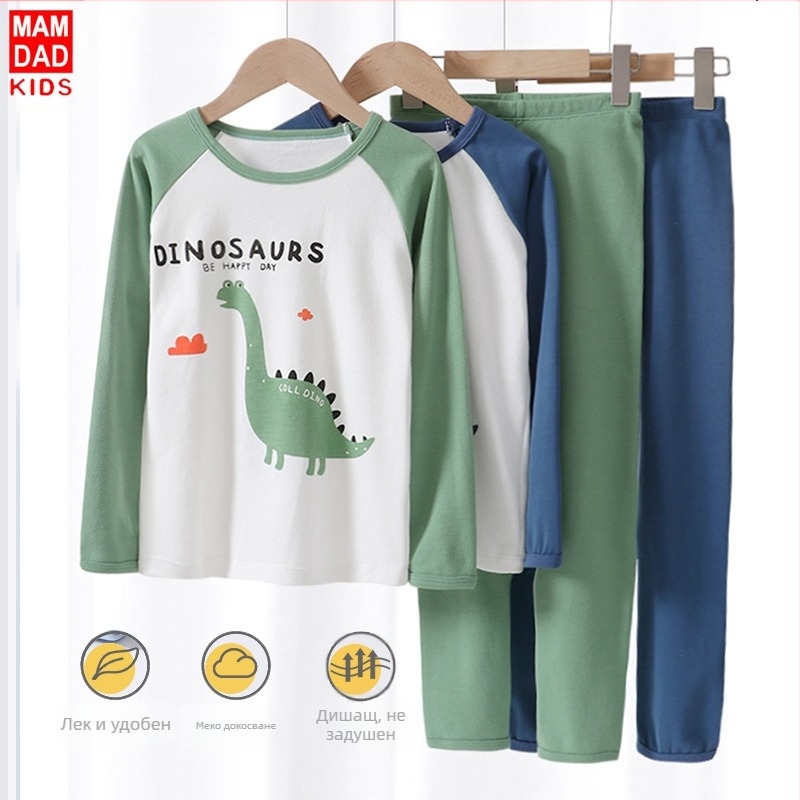 Детско бельо, костюм, памучна пижама, момчета, есенни дрехи, есенни панталони, памучни големи детски дрехи за дома на едро на склад