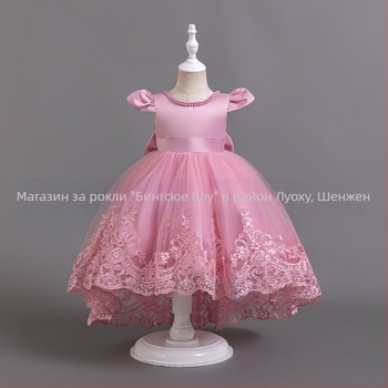 Нова рокля за момичета от Amazon, пухкава рокля с дантела и дълъг ръкав, рокля за рожден ден, едногодишна рокля за бебета