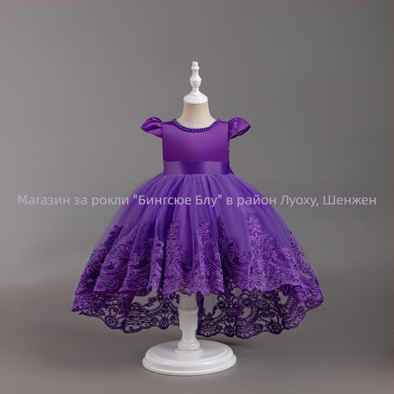 Нова рокля за момичета от Amazon, пухкава рокля с дантела и дълъг ръкав, рокля за рожден ден, едногодишна рокля за бебета