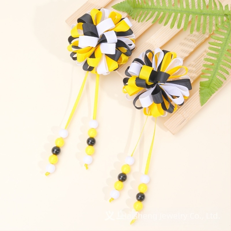 Момичета с трансгранични експлозии, сладки къдрави топки с пискюл, цветни мехурчета, цвете, ребро с коса, цвете, щипка за коса