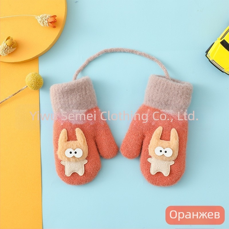 Детски ръкавици, плетени ръкавици, вълнени ръкавици, есенни и зимни топли ръкавици, удебелени на едро