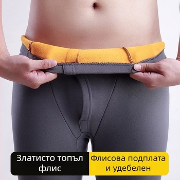 Мъжки удебелени топли панталони Мъжки удебелени памучно-вълнени панталони с подплата от полар Есенни панталони Thunderpants Мъжки панталони с подплата отдолу, големи размери Зимни панталони