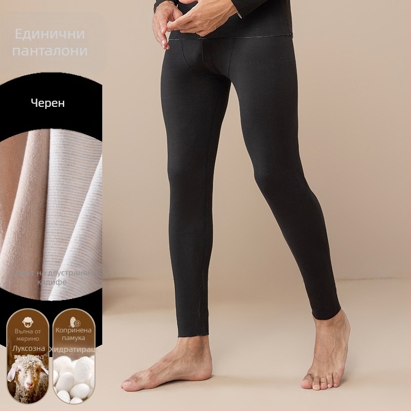 Есенни панталони Мъжки топли панталони Есенни и зимни топли панталони с полар, вълнени копринени, двустранни, с удебелена основа от полар