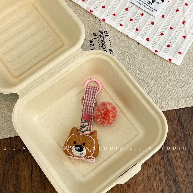 Корейски стил Нов сладък анимационен медальон с мече, мек, сладък триизмерен плат, ключодържател с малки животни, чанта, висящи аксесоари