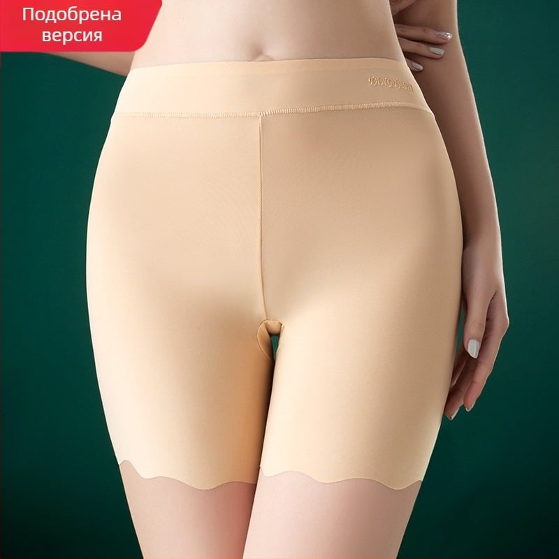 Дамски боксерки с висока талия, летни, с ледена копринена основа, големи размери, безшевни, тънки, с защита от излагане на слънце