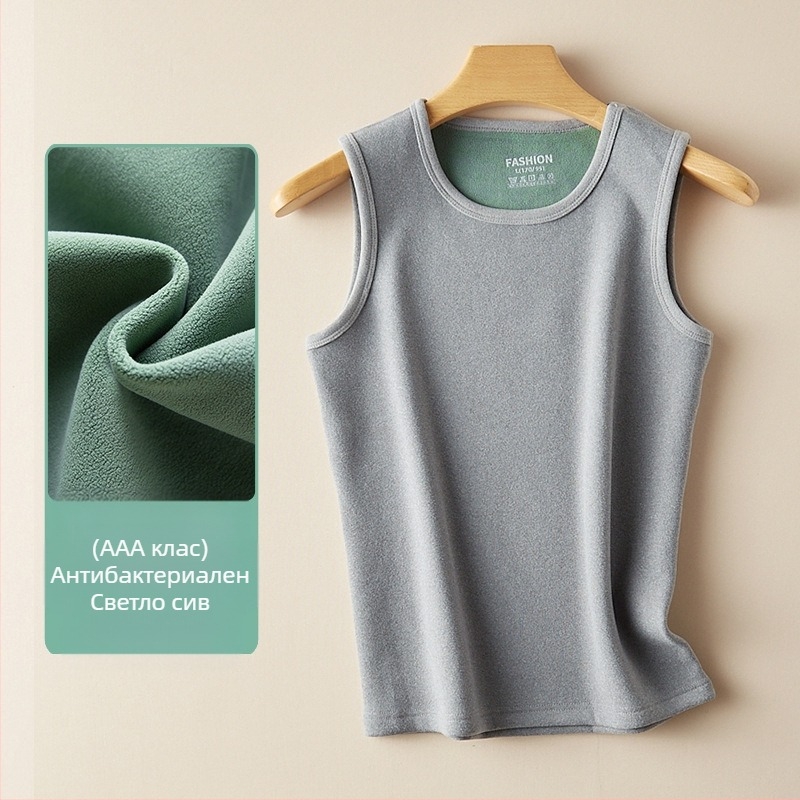 Антибактериален полар полар зимен мъжки ежедневен полар-подплатен дебел топъл, студоустойчив жилетка