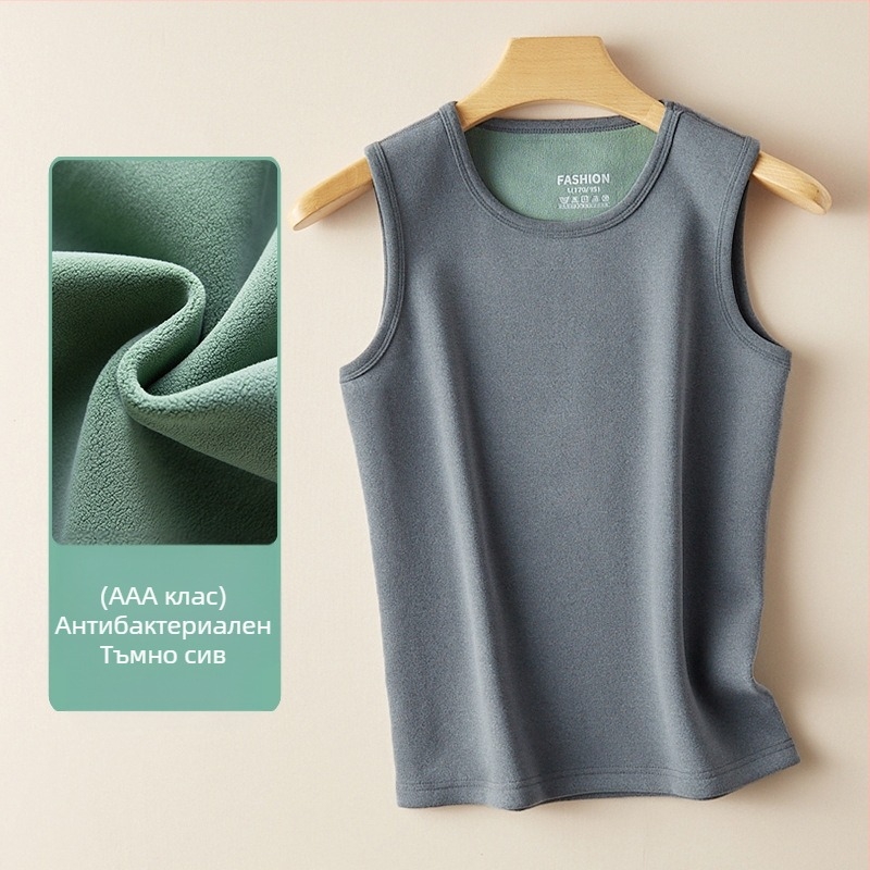 Антибактериален полар полар зимен мъжки ежедневен полар-подплатен дебел топъл, студоустойчив жилетка