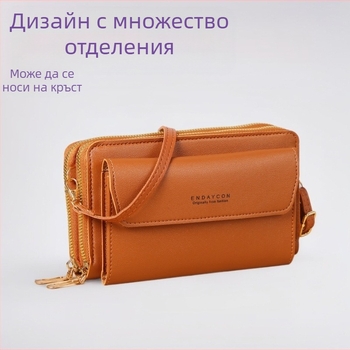 2025 Нова дамска чанта Crossbody в корейски стил, модна чанта през рамо, най-лесна за съчетаване, голяма вместимост, двоен цип, чанта за мобилен телефон на едро