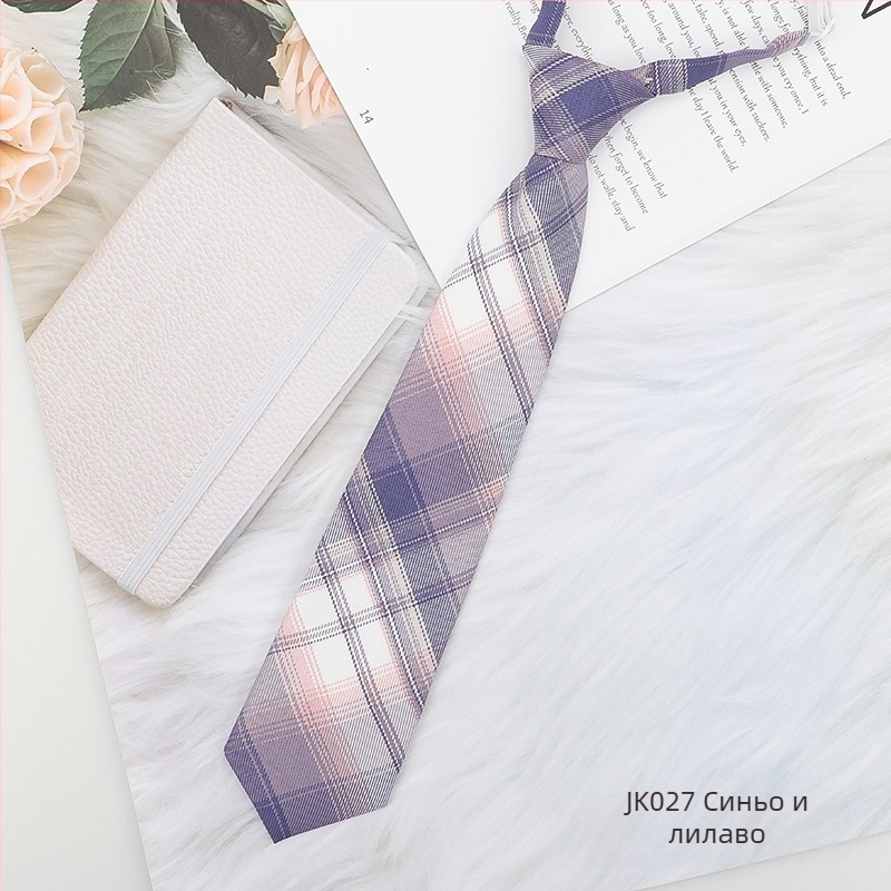 Дамска яка с цвете, карирана в японски стил и черна папионка, с връвчица, в колежански стил, панделка, риза с панделка, моряшки костюм