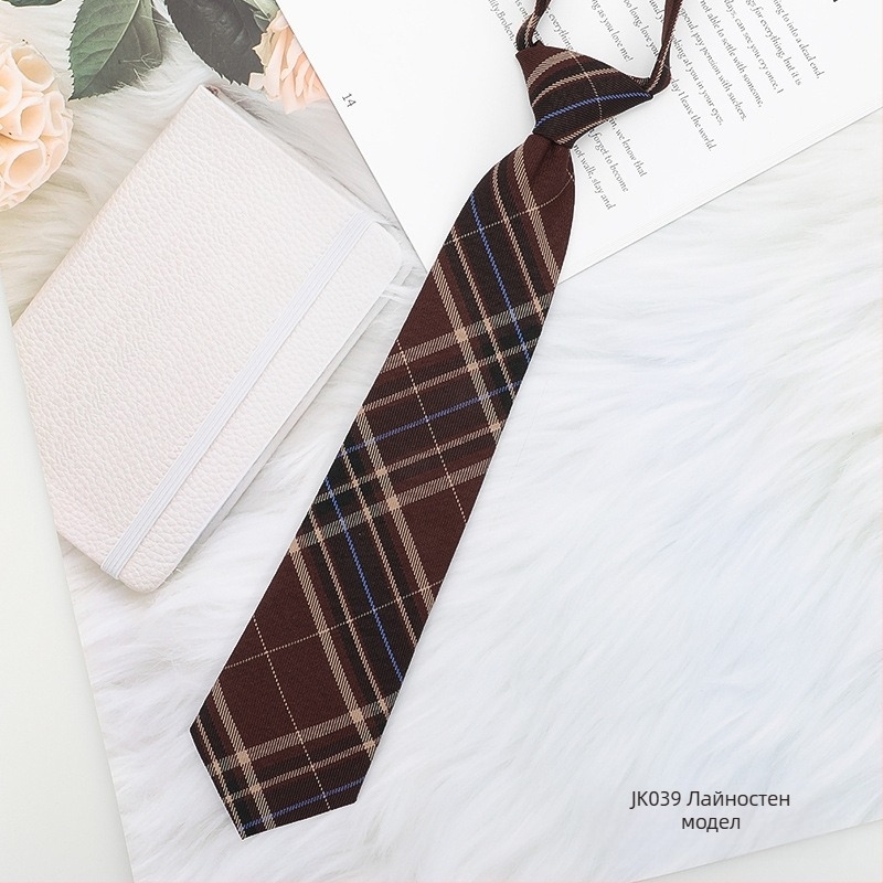 Дамска яка с цвете, карирана в японски стил и черна папионка, с връвчица, в колежански стил, панделка, риза с панделка, моряшки костюм