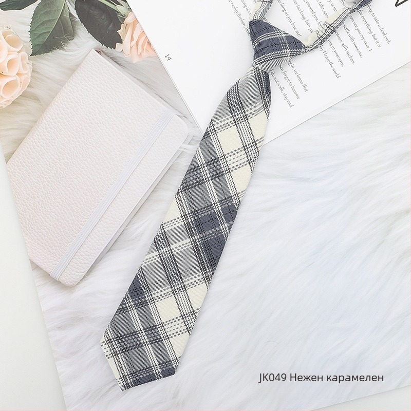 Дамска яка с цвете, карирана в японски стил и черна папионка, с връвчица, в колежански стил, панделка, риза с панделка, моряшки костюм