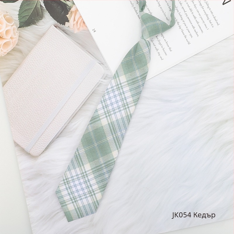 Дамска яка с цвете, карирана в японски стил и черна папионка, с връвчица, в колежански стил, панделка, риза с панделка, моряшки костюм