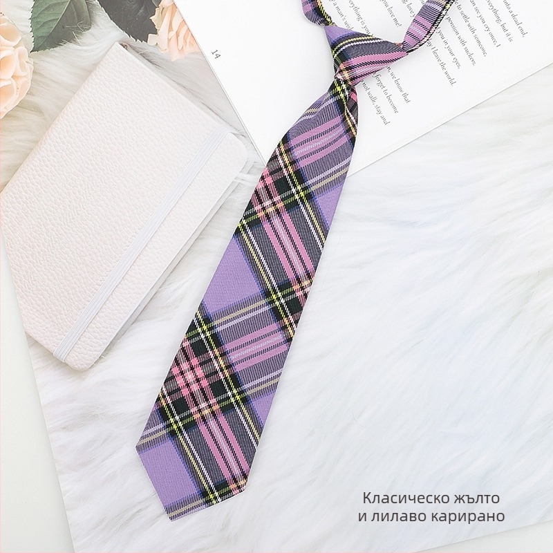 Дамска яка с цвете, карирана в японски стил и черна папионка, с връвчица, в колежански стил, панделка, риза с панделка, моряшки костюм