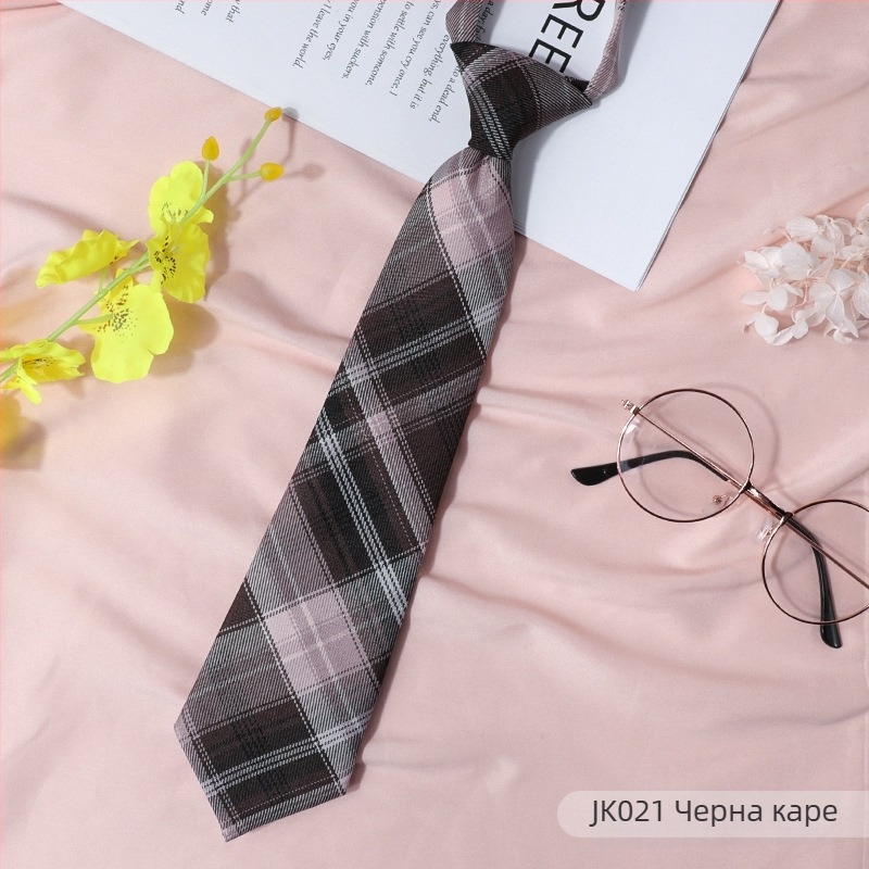 Дамска яка с цвете, карирана в японски стил и черна папионка, с връвчица, в колежански стил, панделка, риза с панделка, моряшки костюм