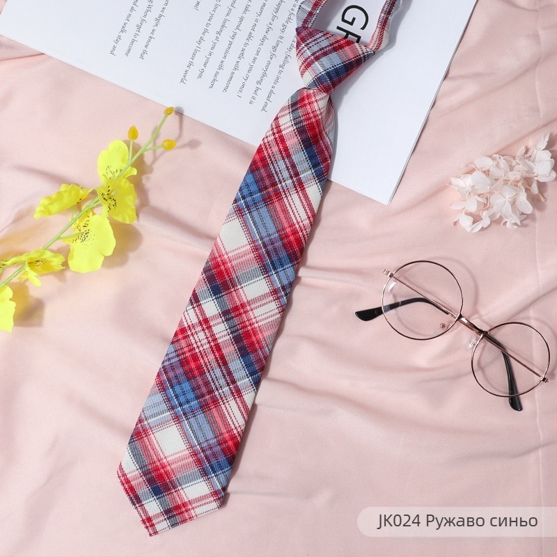 Дамска яка с цвете, карирана в японски стил и черна папионка, с връвчица, в колежански стил, панделка, риза с панделка, моряшки костюм