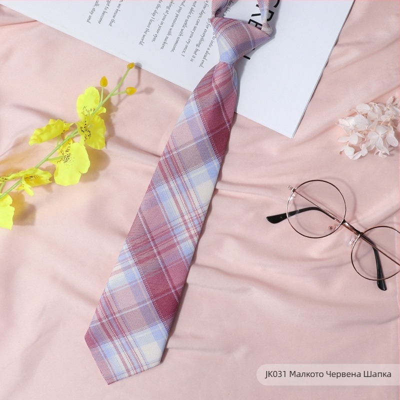 Дамска яка с цвете, карирана в японски стил и черна папионка, с връвчица, в колежански стил, панделка, риза с панделка, моряшки костюм