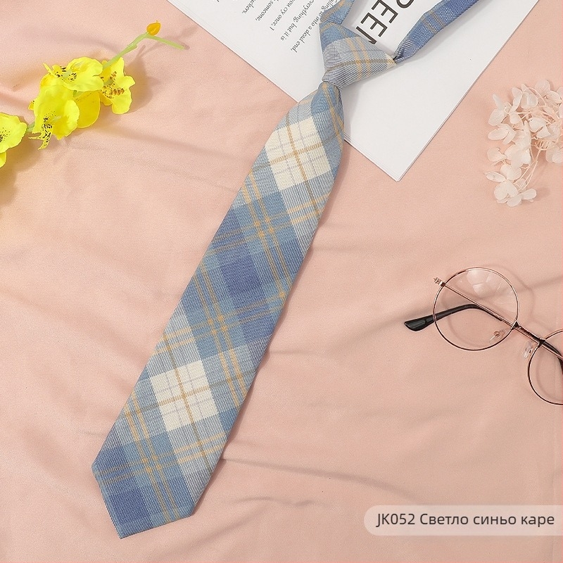 Дамска яка с цвете, карирана в японски стил и черна папионка, с връвчица, в колежански стил, панделка, риза с панделка, моряшки костюм