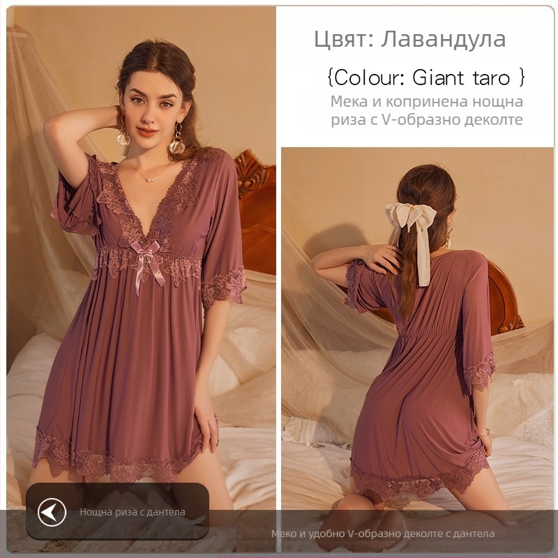 Популярна онлайн нощница за знаменитости с дантела, бродирана, Ice Silk, секси, големи размери, свободна, за отслабване, секси нощница на едро