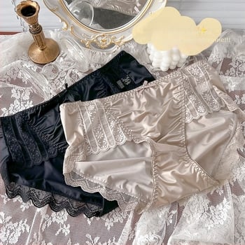 Луксозно сатенено бельо от висок клас, дамско, със средна талия, безшевно, Ice Silk, леко, дишащо, секси, Pure Desire, големи размери