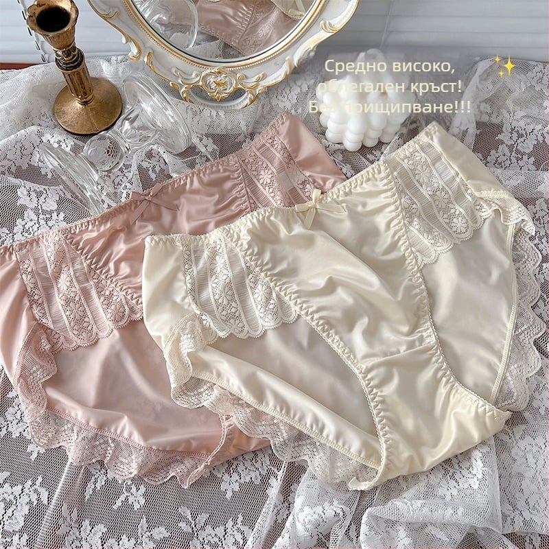 Луксозно сатенено бельо от висок клас, дамско, със средна талия, безшевно, Ice Silk, леко, дишащо, секси, Pure Desire, големи размери