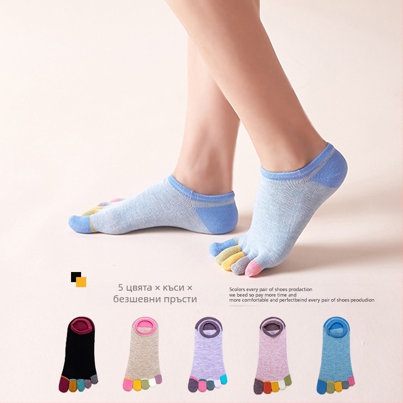 Фабрични директни трансгранични външнотърговски чорапи с пет пръста, дамски памучни летни невидими къси тръбички, анти-капкови, с японски чорапи Mori toe