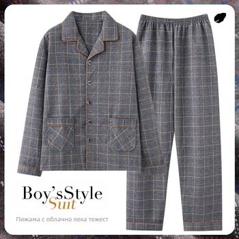 Трансгранични едрови пижами за мъже, пролетни и есенни, дебели памучни, с дълъг ръкав, есенни и зимни, тънки зимни памучни, ефирни, памучни, домашни дрехи