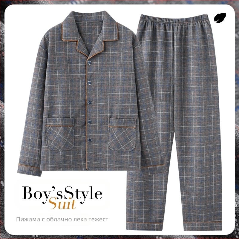 Трансгранични едрови пижами за мъже, пролетни и есенни, дебели памучни, с дълъг ръкав, есенни и зимни, тънки зимни памучни, ефирни, памучни, домашни дрехи