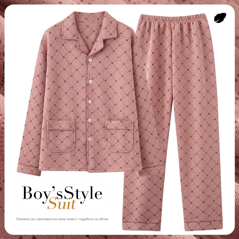 Трансгранични едрови пижами за мъже, пролетни и есенни, дебели памучни, с дълъг ръкав, есенни и зимни, тънки зимни памучни, ефирни, памучни, домашни дрехи