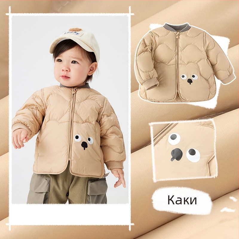 Пухено яке с отстъпка за момчета и момичета, есен и зима 2024, ново детско леко яке за бебета, излизане навън, бяло, пухено през зимата