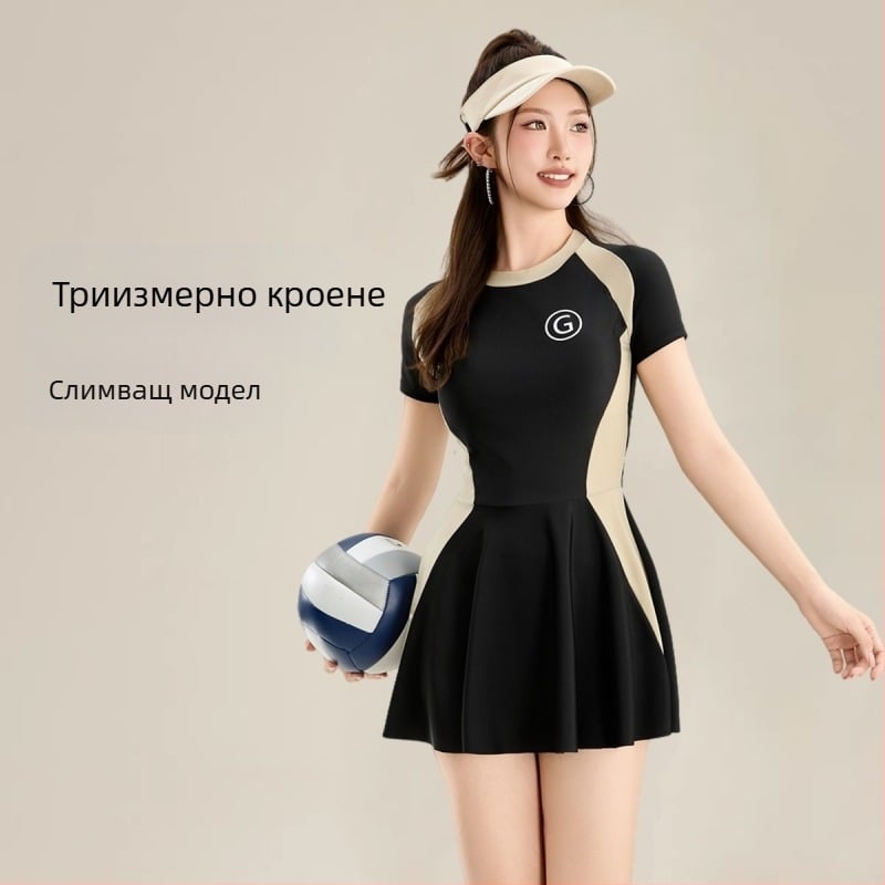 Пола Разцепен бански Дамски модерен консервативен боксер пола бански студенти Slim-fit отслабване горещ извор бански