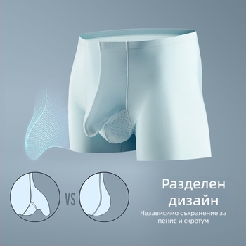 Фабрика на едро Нови мъжки боксерки с разделяне на яйца от Ice Silk, безшевни, със средна талия, дишащи, секси
