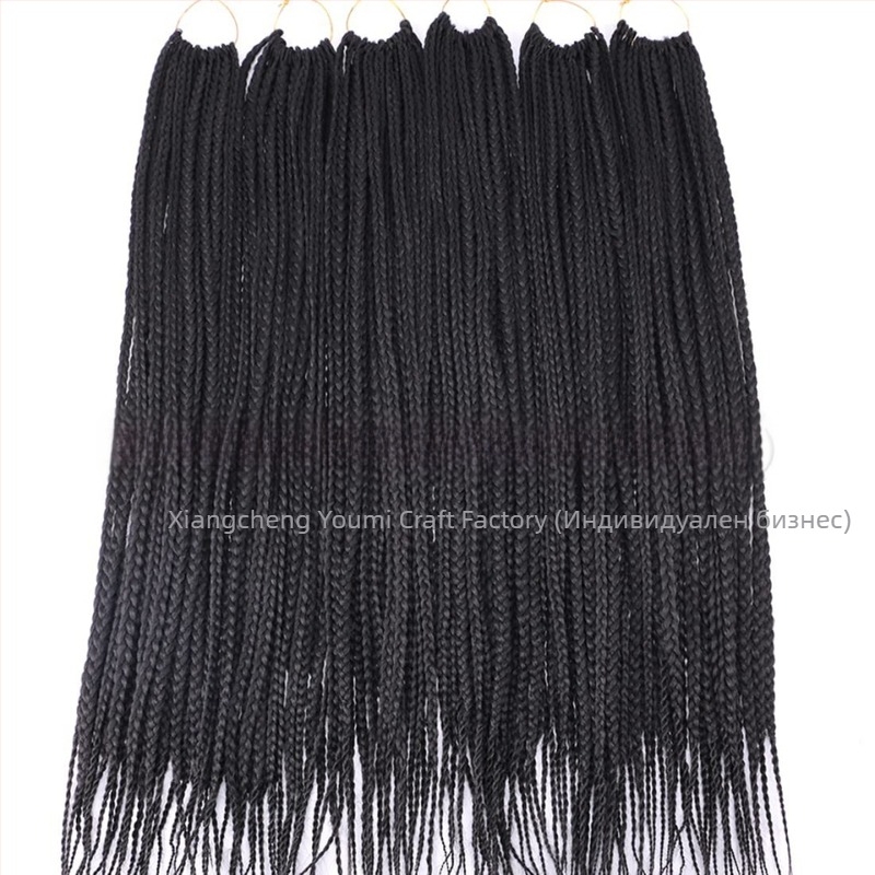 Перука Xuchang за жени, плетена на една кука, трикичурни плитки, синтетична плетена коса