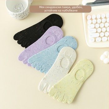 Чорапи с пет пръста от прежда с точки, дамски летни тънки чорапи, дамски чорапи тип лодка, плитки невидими чорапи, японски стил, сладки памучни чорапи с пръсти