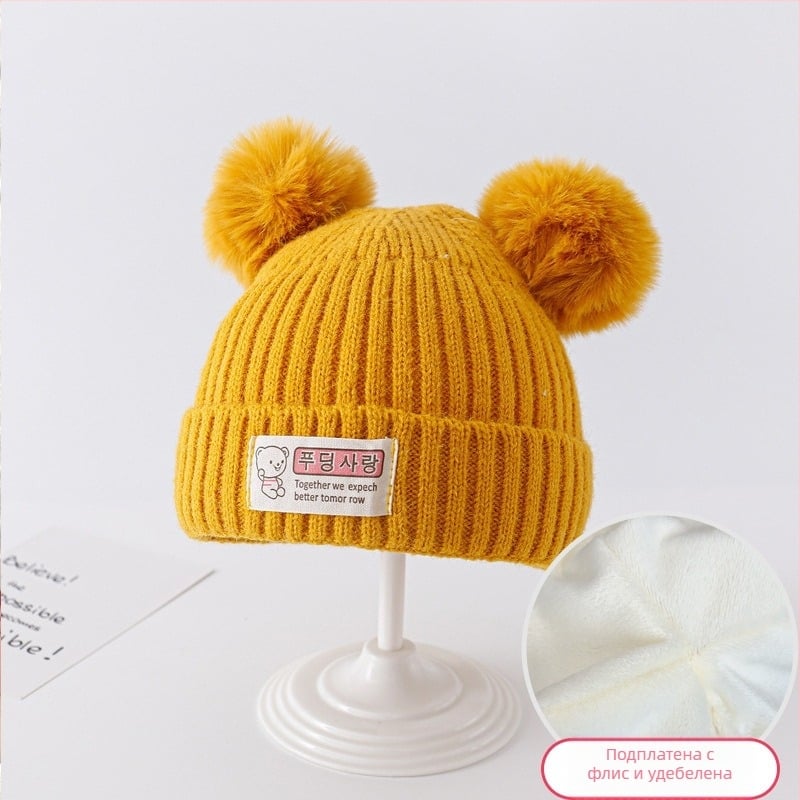 Поколение бебешка шапка есенно-зимна мъжка и дамска корейска бебешка вълнена топла плетена шапка за новородено бебе