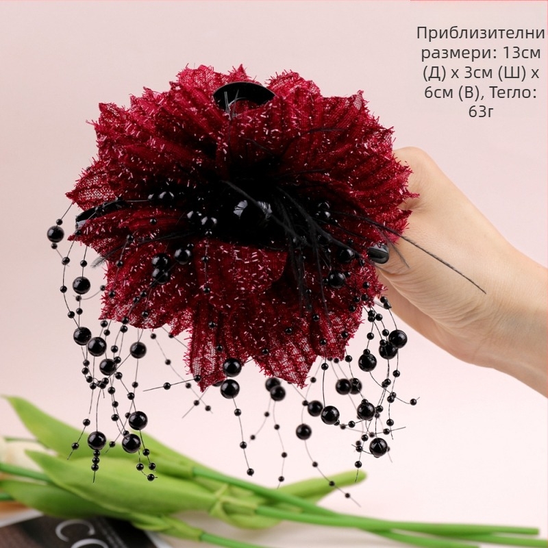 Ярка звезда река ~ Хонконгски вятър блестящи цветя щипка за хващане темперамент акула щипка мрежа червена глава дисплей за коса цвете аксесоари за коса