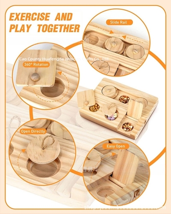 Хранилка за хамстери от бамбук, чинийка за хранене на хамстери Golden Bear, дървена играчка-хранилка за озеленяване, купа за хранене на домашни любимци