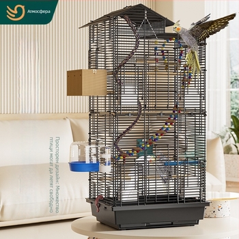 Клетка за папагал, голяма, телена, домакинска декоративна, божур Xuanfeng, двуетажна, вила, изключително голяма, хоризонтална, метална, телена клетка