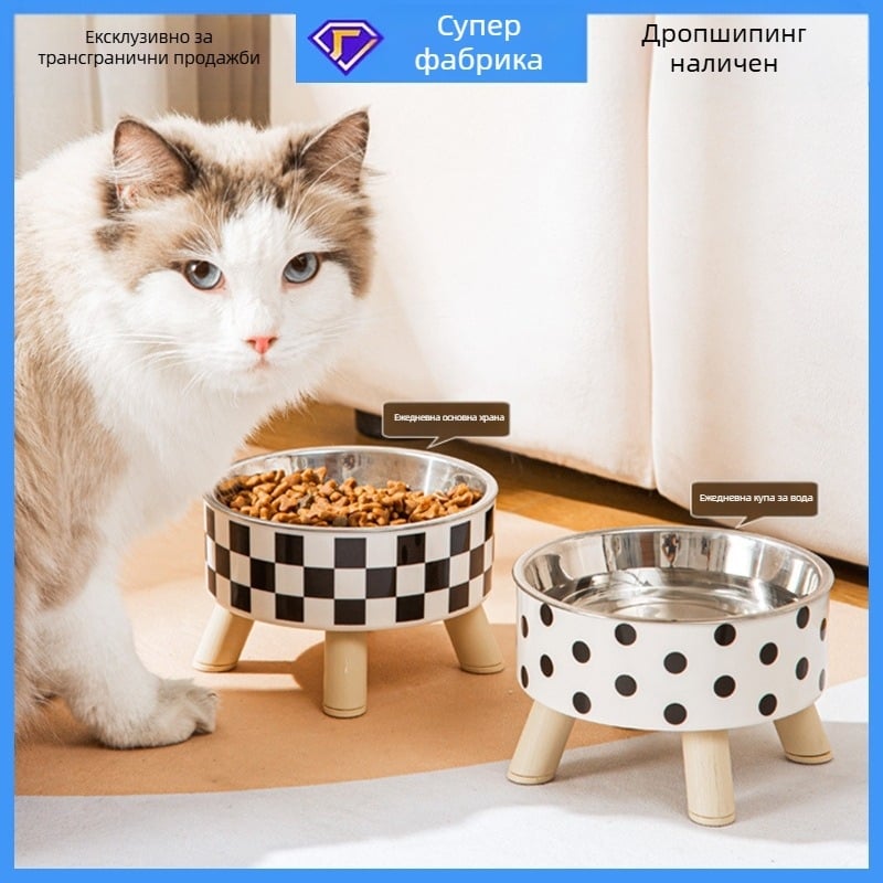 Купа за домашни любимци, противообръщаща се, противоплъзгаща, четириъгълна купа, супер голяма вместимост, купа за ориз за кучета, противошийна защита на гръбначния стълб, купа за котки, единична купа за домашни любимци, неръждаема стомана